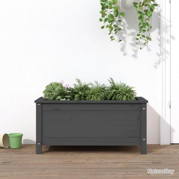 Jardinire gris 82,5x40x39 cm bois massif de pin alsavelo