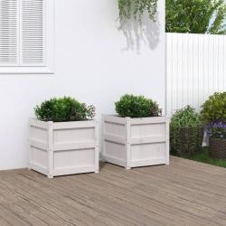 Jardinières 2 pcs blanc bois de pin massif alsavelo