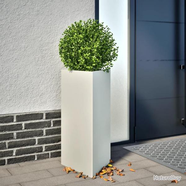 Jardinires 2 pcs blanc triangulaire 40x34,5x70 cm acier alsavelo