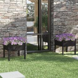 Jardinières 2 pcs Noir 70x70x70 cm Bois de pin massif alsavelo