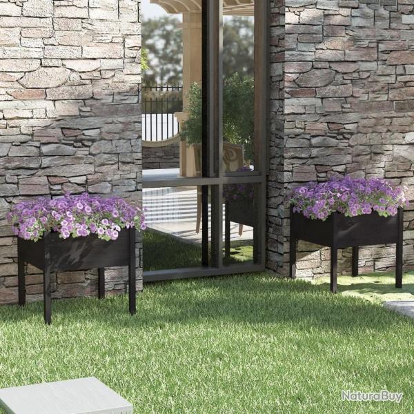 Jardinires 2 pcs Noir 70x70x70 cm Bois de pin massif alsavelo