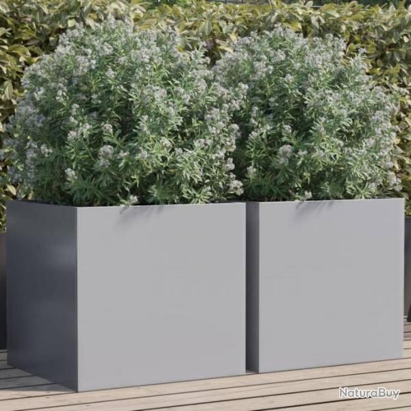 Jardinires 2 pcs argent 49x47x46 cm acier galvanis