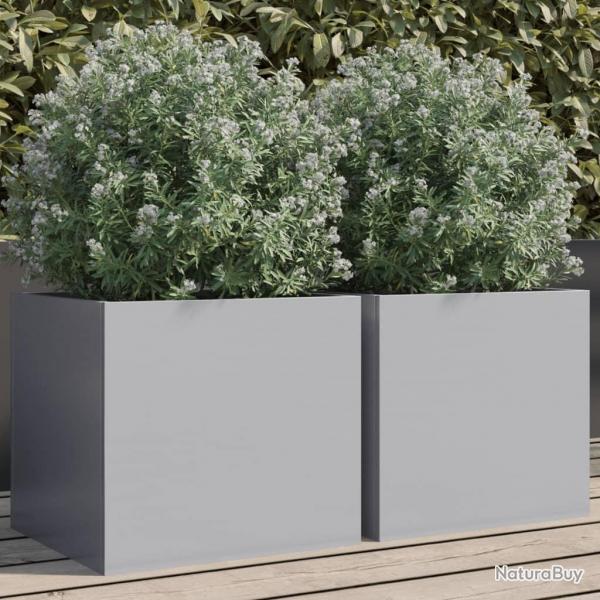 Jardinires 2 pcs argent 32x30x29 cm acier galvanis alsavelo