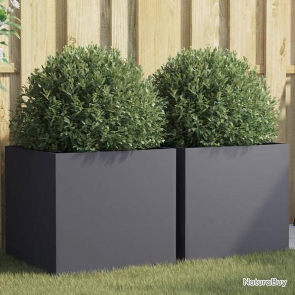 Jardinires 2 pcs anthracite 49x47x46 cm acier