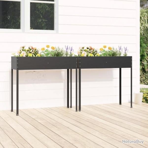 Jardinires 2 pcs Anthracite Acier galvanis