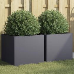 Jardinières 2 pcs anthracite 42x40x39 cm acier alsavelo