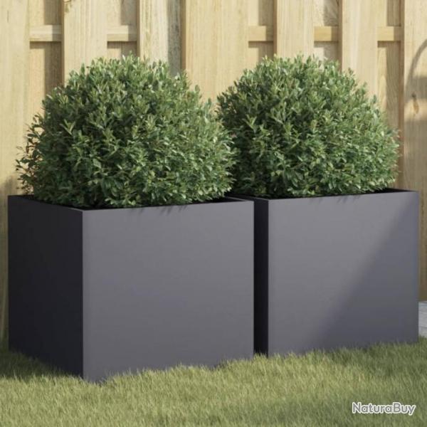 Jardinires 2 pcs anthracite 42x40x39 cm acier