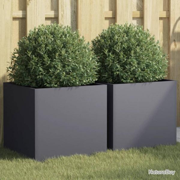Jardinires 2 pcs anthracite 42x40x39 cm acier alsavelo