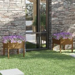 Jardinières 2 pcs Marron miel 70x70x70 cm Bois de pin massif alsavelo