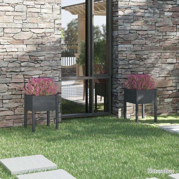 Jardinires 2 pcs Gris 50x50x70 cm Bois de pin massif alsavelo