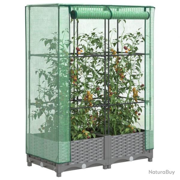 Jardinire surleve avec housse aspect rotin 80x40x123 cm alsavelo