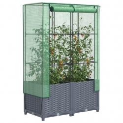 Jardinière surélevée avec housse aspect rotin 80x40x138 cm alsavelo