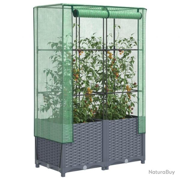 Jardinire surleve avec housse aspect rotin 80x40x138 cm alsavelo
