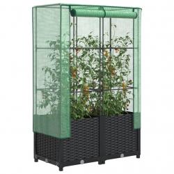 Jardinière surélevée avec housse aspect rotin 80x40x138 cm alsavelo