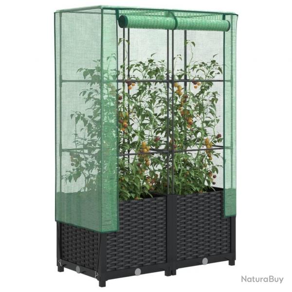 Jardinire surleve avec housse aspect rotin 80x40x138 cm alsavelo