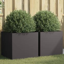 Jardinières 2 pcs noir 49x47x46 cm acier alsavelo