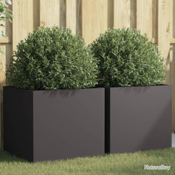 Jardinires 2 pcs noir 49x47x46 cm acier alsavelo