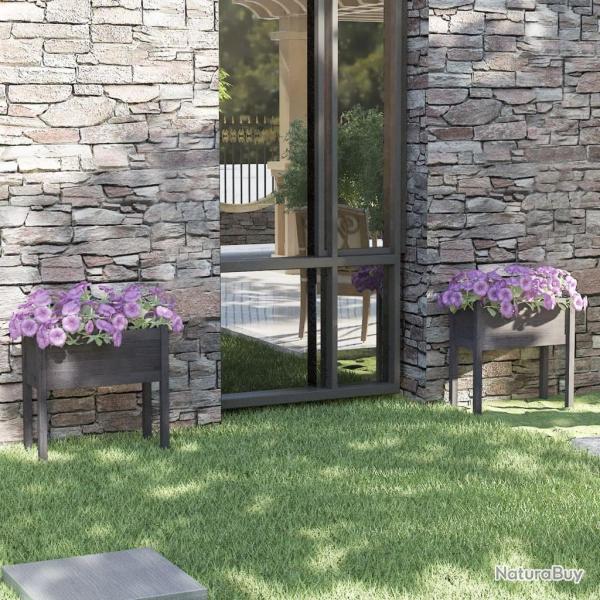 Jardinires 2 pcs Gris 70x31x70 cm Bois de pin massif alsavelo