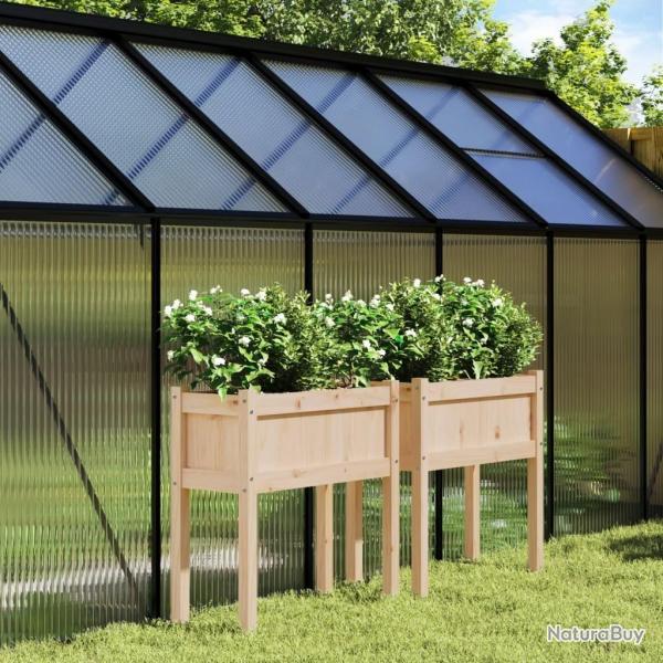 Jardinires 2 pcs avec pieds bois de pin massif alsavelo