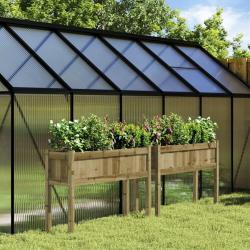 Jardinières 2 pcs avec pieds bois de pin imprégné alsavelo