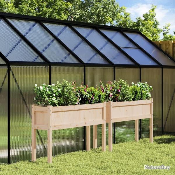 Jardinires 2 pcs avec pieds bois de pin massif alsavelo