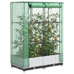 Jardinière surélevée avec housse aspect rotin 80x40x123 cm alsavelo