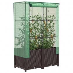 Jardinière surélevée avec housse aspect rotin 80x40x138 cm alsavelo
