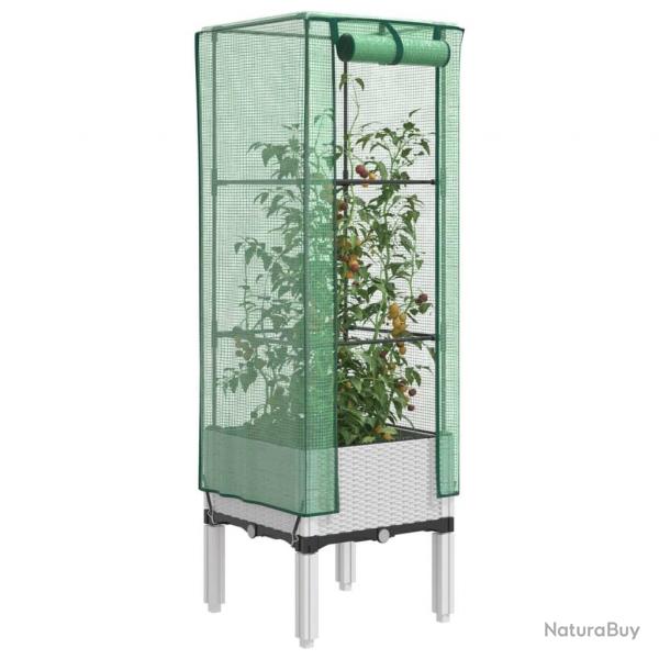 Jardinire surleve avec housse aspect rotin 40x40x140 cm alsavelo