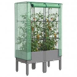 Jardinière surélevée avec housse aspect rotin 80x40x140 cm alsavelo