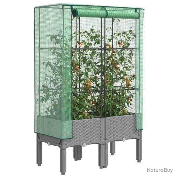 Jardinire surleve avec housse aspect rotin 80x40x140 cm alsavelo