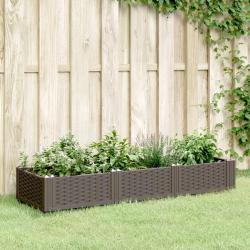 Jardinière avec piquets marron 125x40x28,5 cm PP alsavelo
