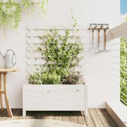 Jardinière avec support blanc 79x39,5x114 cm bois de pin massif alsavelo