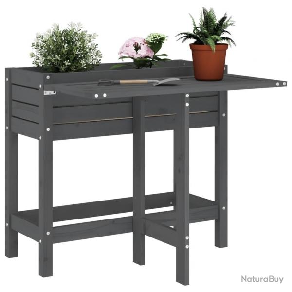 Jardinire de jardin avec dessus pliable gris bois pin massif alsavelo