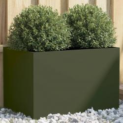 Jardinière vert olive 62x40x39 cm acier alsavelo