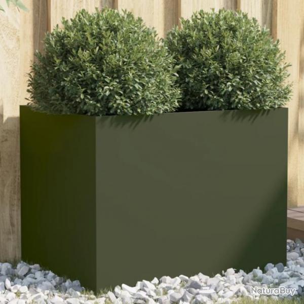 Jardinire vert olive 62x47x46 cm acier alsavelo