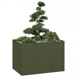 Jardinière vert olive 120x80x80 cm acier alsavelo