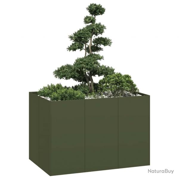 Jardinire vert olive 120x80x80 cm acier alsavelo