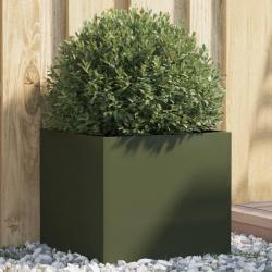 Jardinière vert olive 42x40x39 cm acier alsavelo