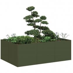 Jardinière vert olive 120x80x40 cm acier alsavelo