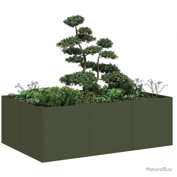 Jardinire vert olive 120x80x40 cm acier alsavelo