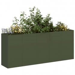 Jardinière vert olive 200x40x80 cm acier laminé à froid alsavelo