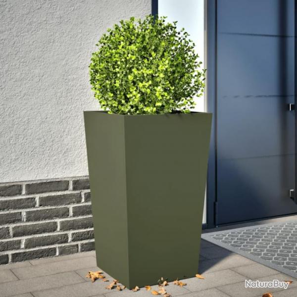 Jardinire vert olive 45x45x75 cm acier