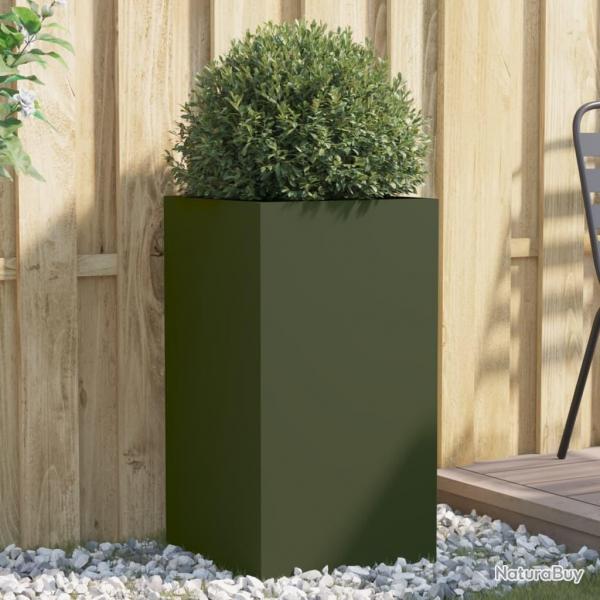 Jardinire vert olive 42x38x75 cm acier alsavelo