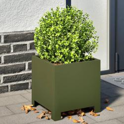 Jardinière vert olive 30x30x30 cm acier alsavelo