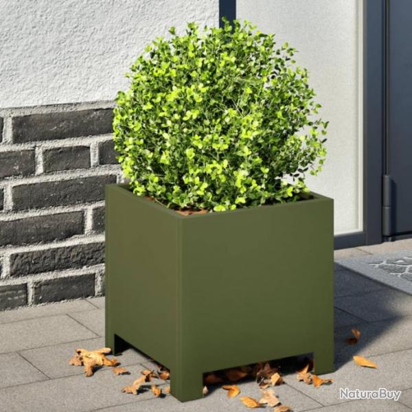 Jardinire vert olive 30x30x30 cm acier