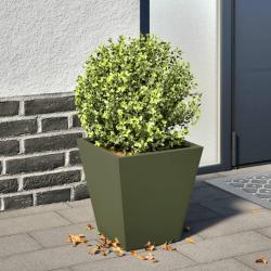 Jardinière vert olive 30x30x30 cm acier alsavelo