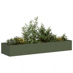 Jardinière vert olive 280x80x40 cm acier alsavelo
