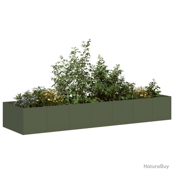 Jardinire vert olive 280x80x40 cm acier alsavelo