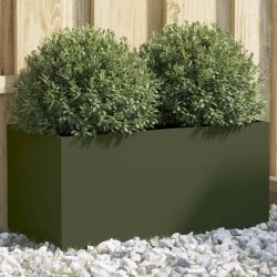 Jardinière vert olive 62x30x29 cm acier alsavelo