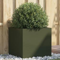 Jardinière vert olive 49x47x46 cm acier alsavelo